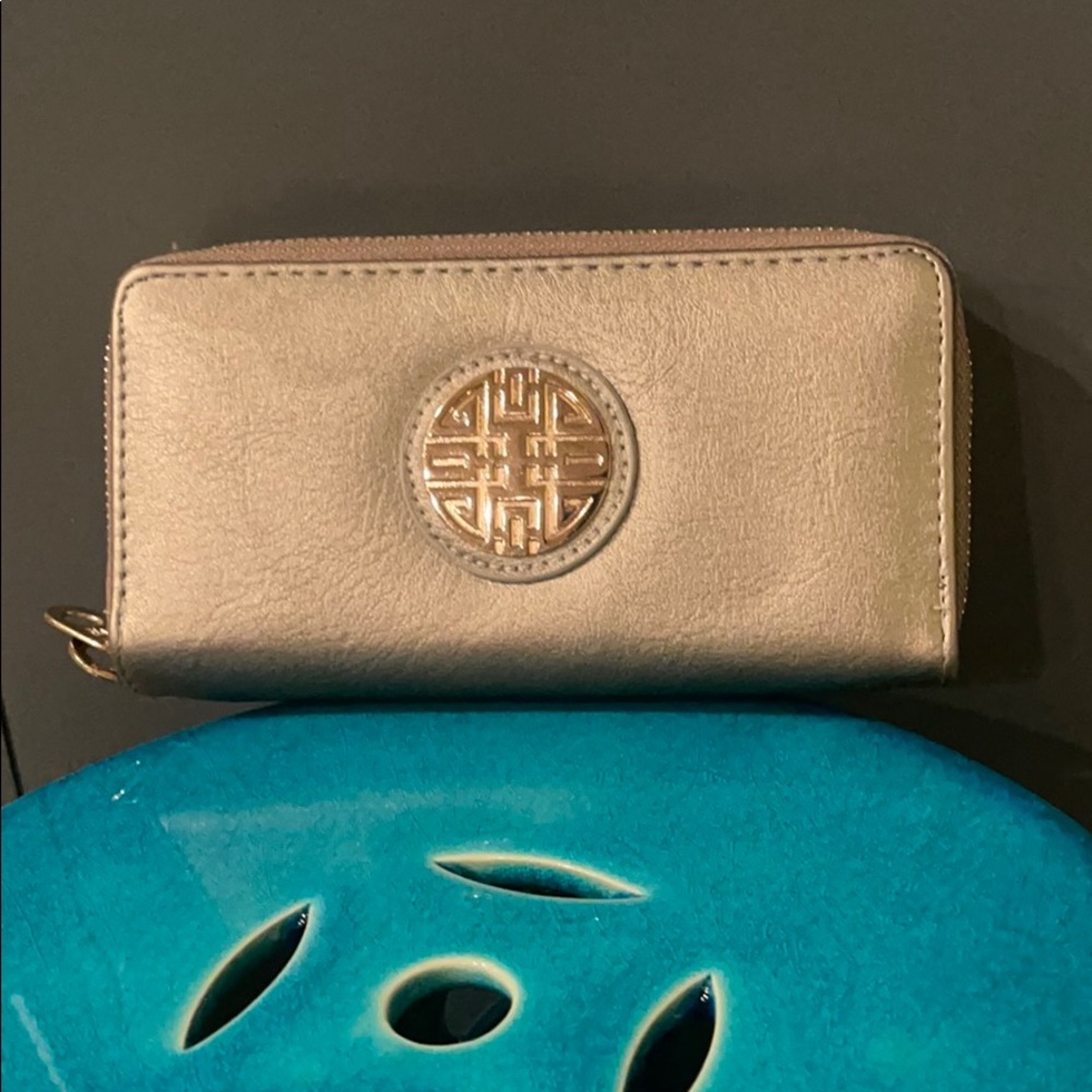 Silver double zip wallet